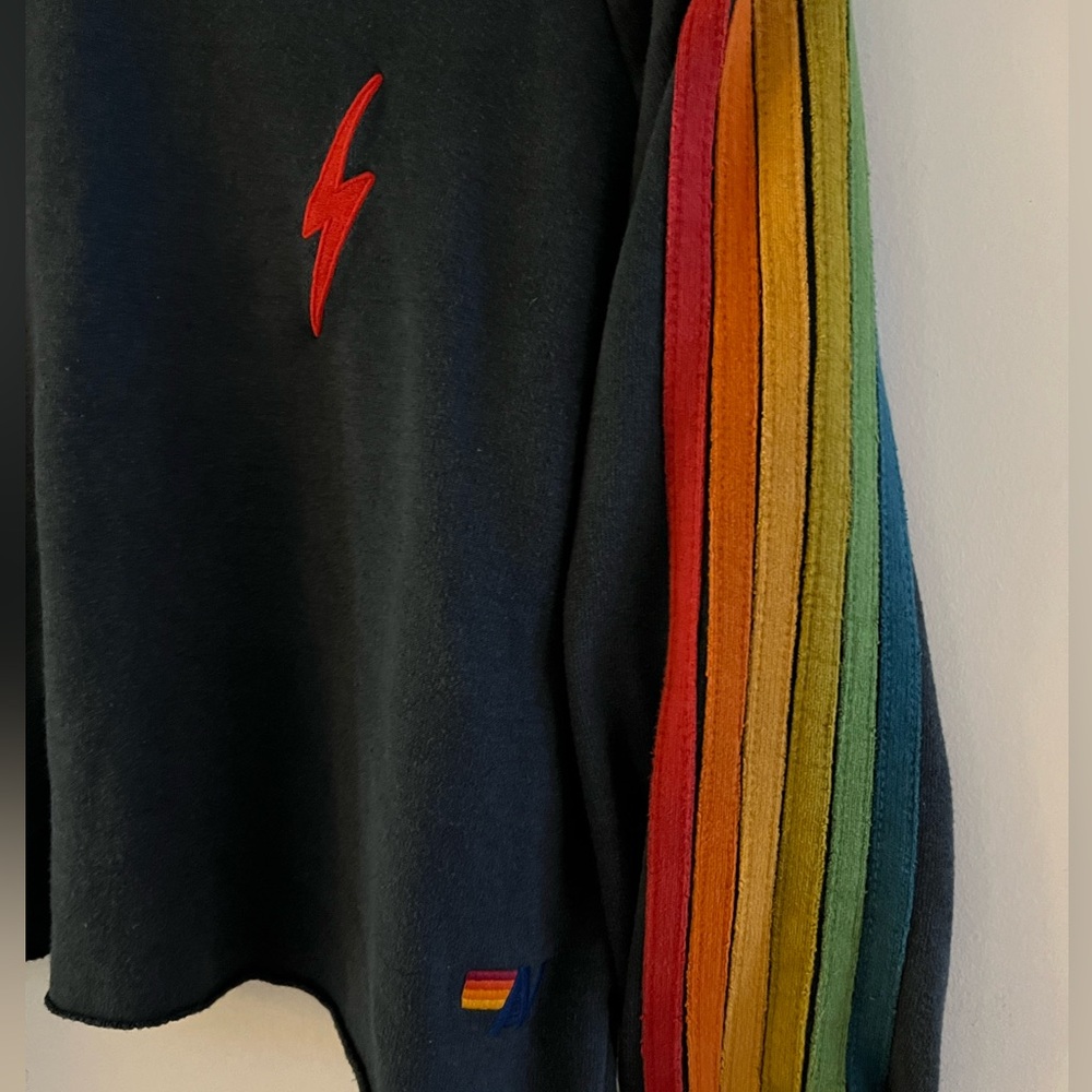 Aviator Nation 6 Stripe Boyfriend Cropped Pullover - Picture 3 of 5